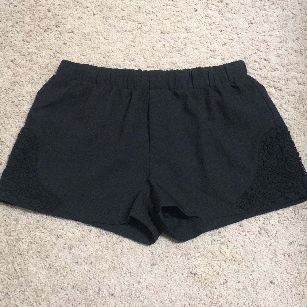 Black Fabric Shorts